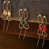 Oval & Pin Earrings - Nude